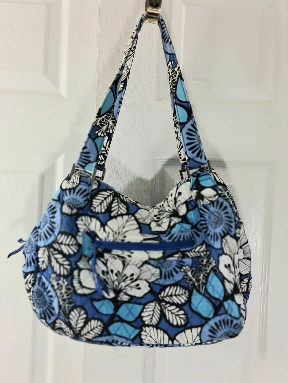 Vera Bradley Blue Bayou Emily Satchel Quilted Floral Shoulder Bag Purse Vintage